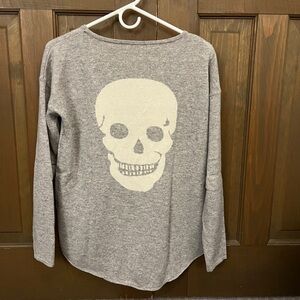 The Cashmere Project grey sweater with skull on the back